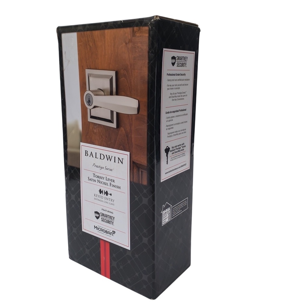 Baldwin Torrey Lever Keyed Entry Satin Nickel Prestige Series SmartKey 93540-018